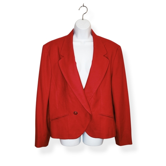 Vintage Pendleton Women's Red 100% Virgin Wool Jacket Blazer Size 18 - Picture 8 of 8